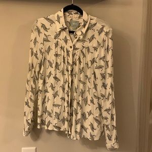 Anthropologie Maeve cream and black button up